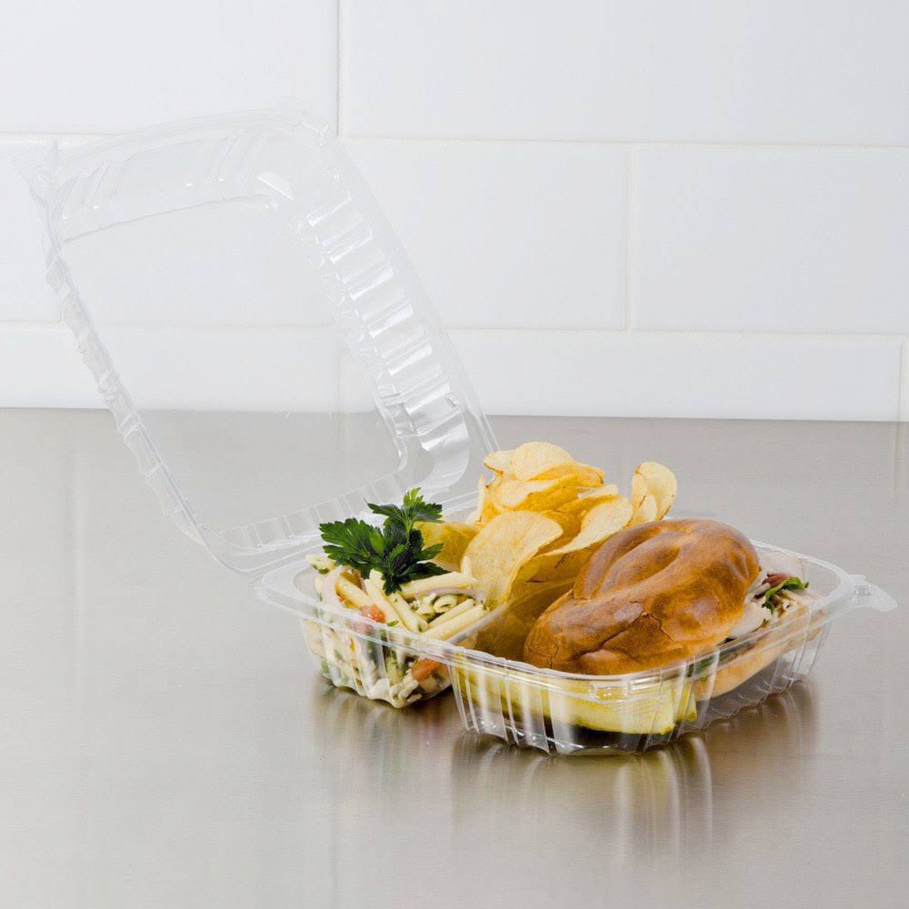 200 ct Clear 3 Compartment Hinged Container E635