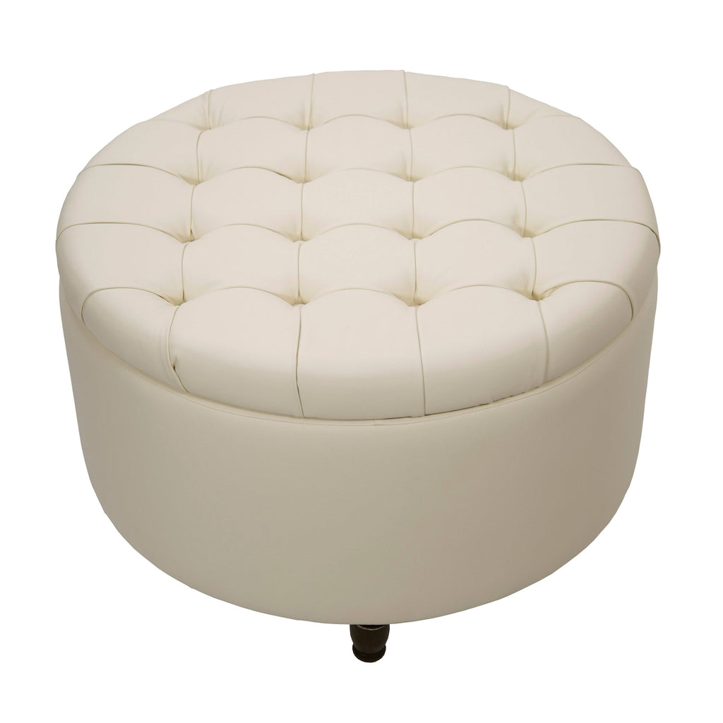 Black Pintucked Storage Ottoman K633320