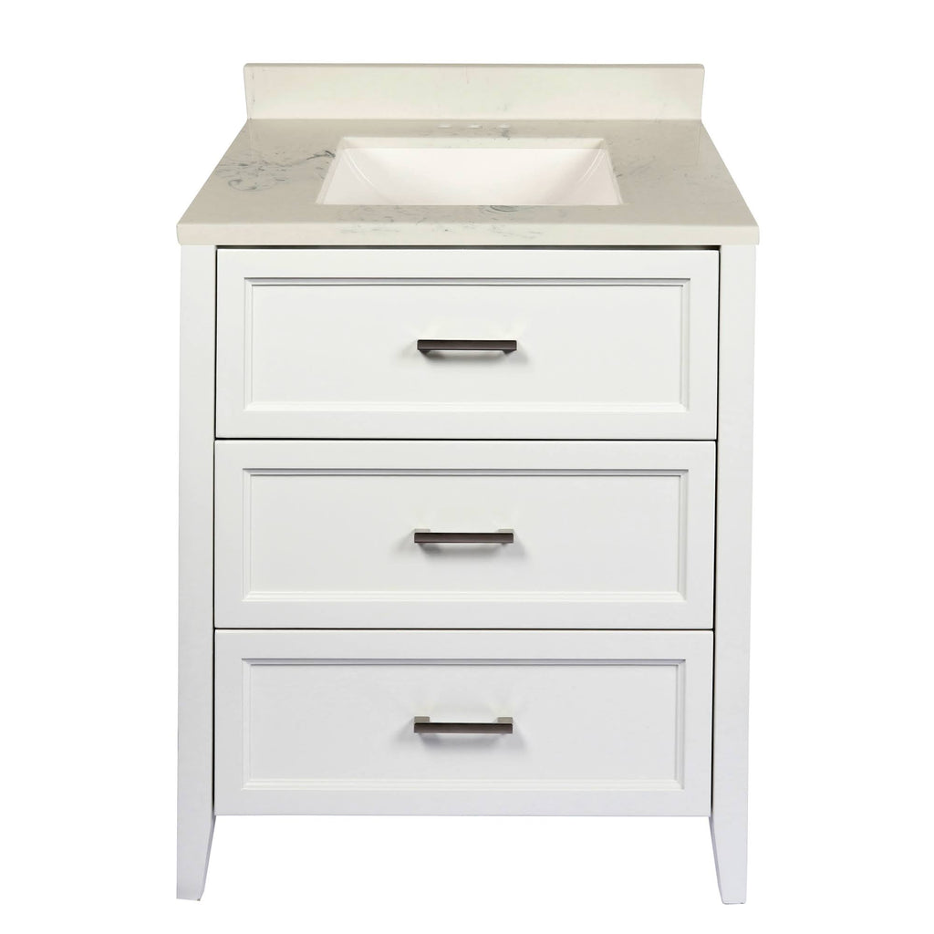 Espresso Bath Vanity with White Cultured Marble Top with Backsplash H81147