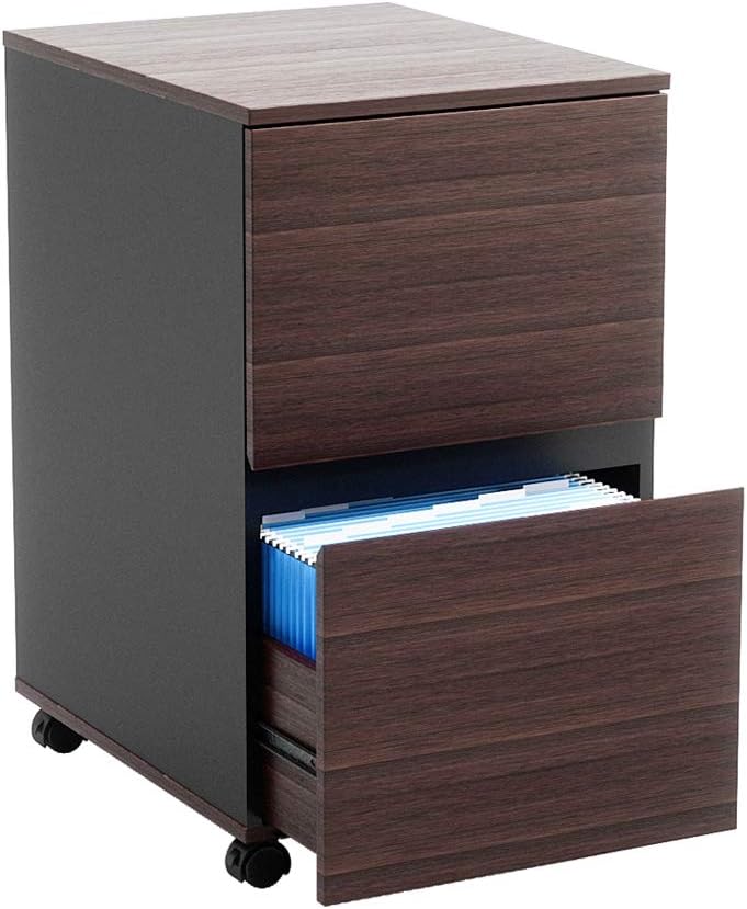 Gray 2 Drawer Wood Rolling File Cabinet A77066