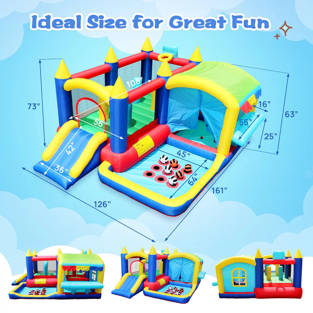 7 in 1 Inflatable Bouncy House with Blower and Carrying Bag N600637