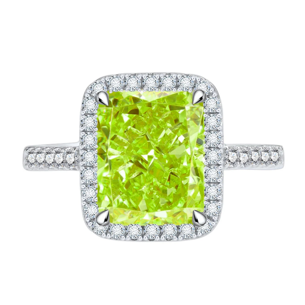 Radiant Cut 8*10mm Zircon Engagement Rings S925 Sterling Silver U5023