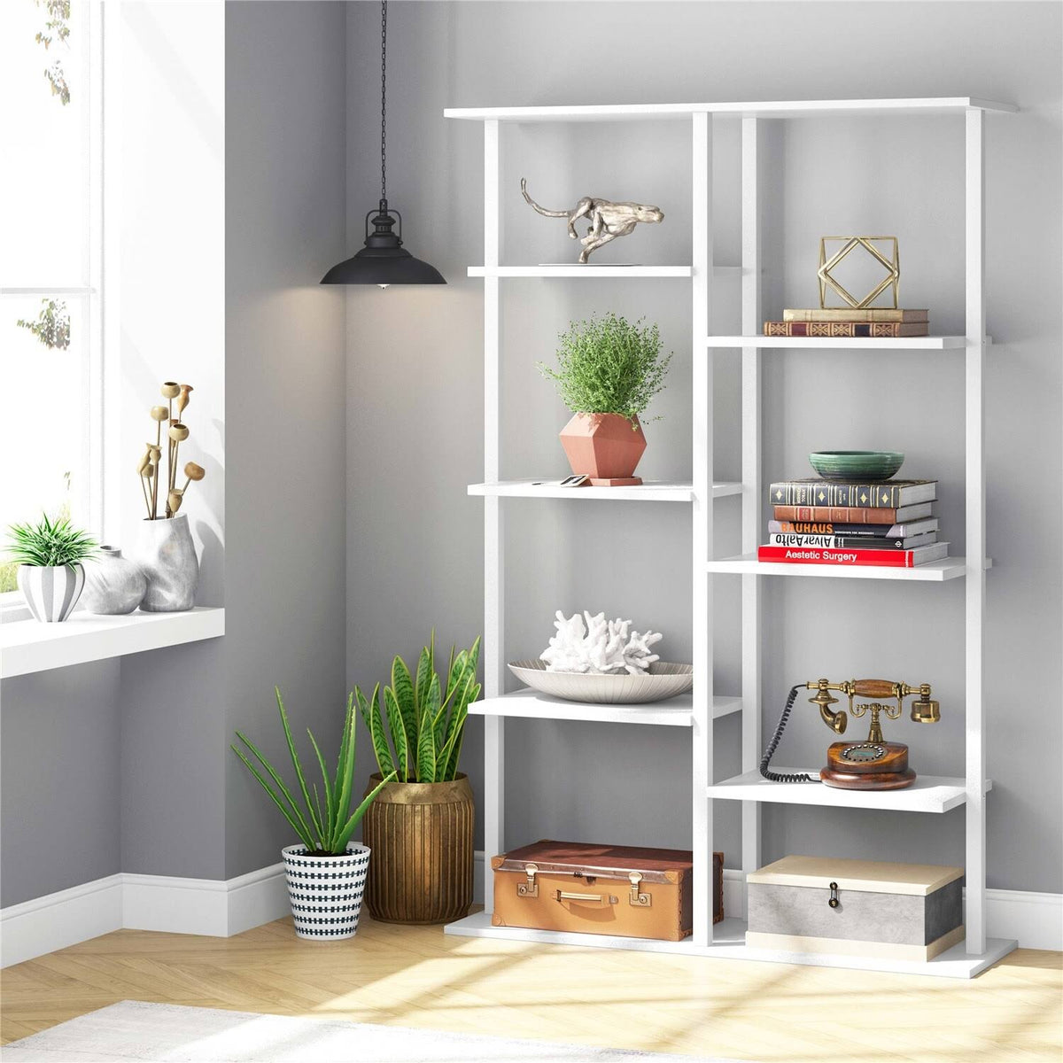 White 5-Tier Ladder Bookcase Z3573
