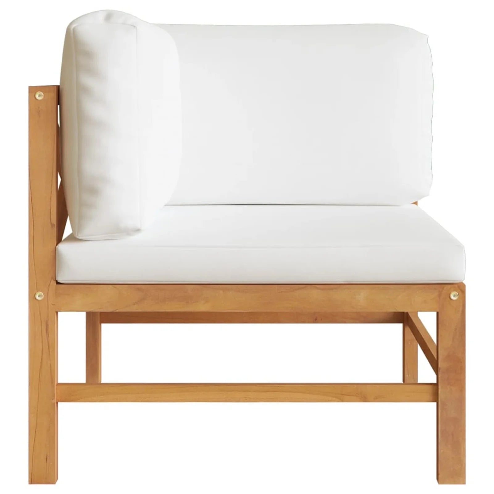 2-Seater Teak Wood Corner Sofa Set with Cream Cushion S10103