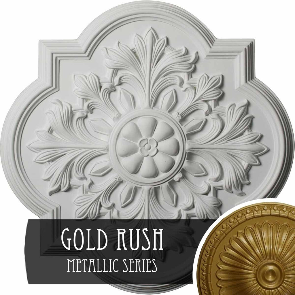 20x22OD x 1 3/4x22P Hand-Painted Gold Ceiling Medallion C402938