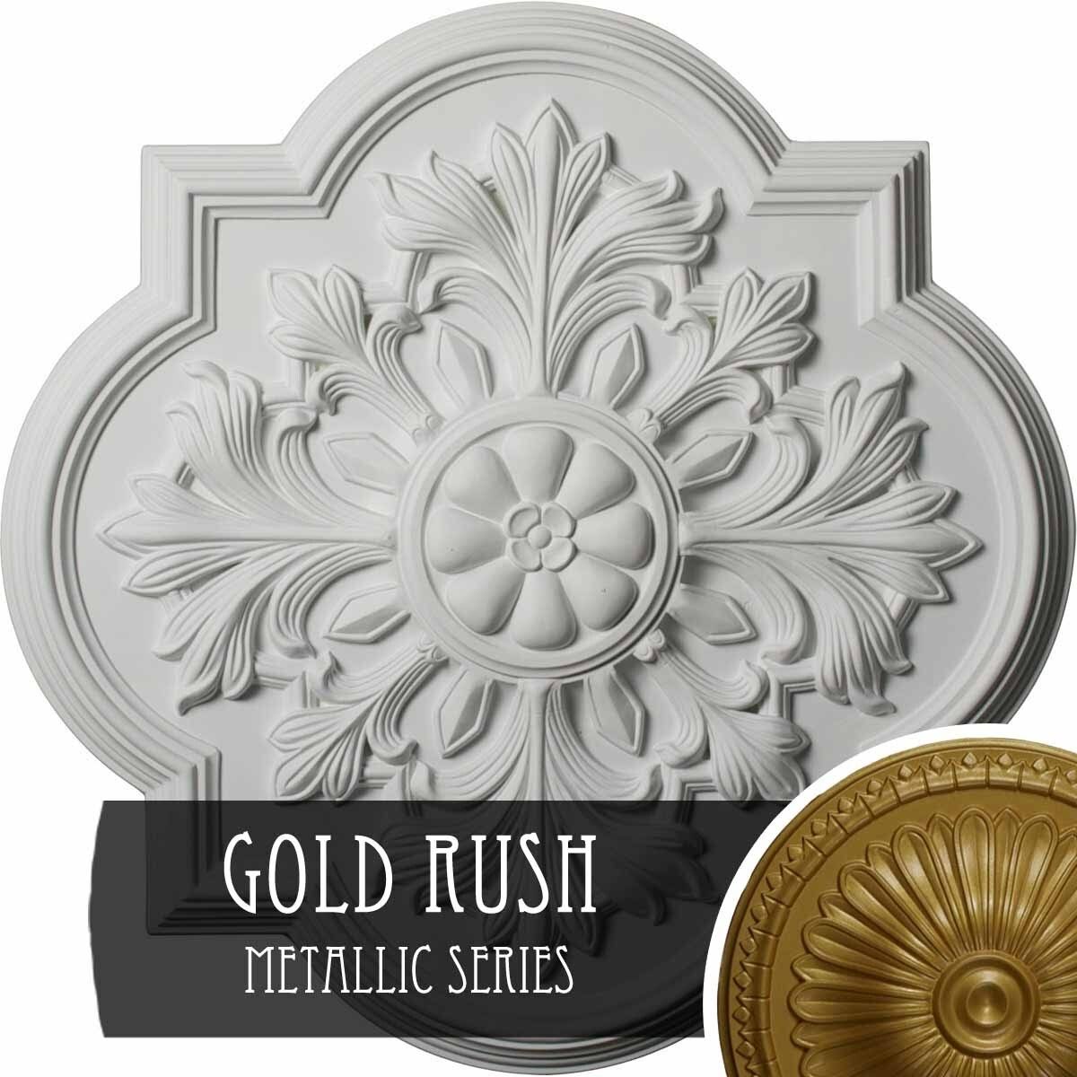 20x22OD x 1 3/4x22P Hand-Painted Gold Ceiling Medallion C402938