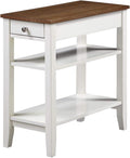 Three Tier End Table With Drawer, Driftwood / White R623483