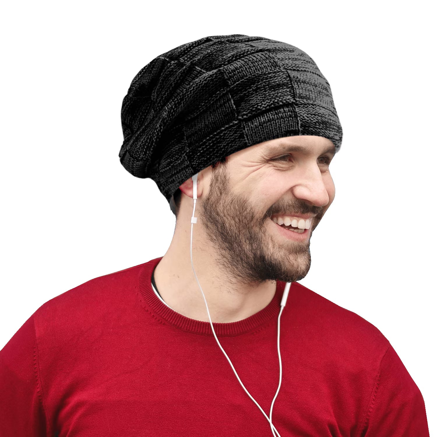 Black Fleece Lined Knit Winter Beanie Hat A9862