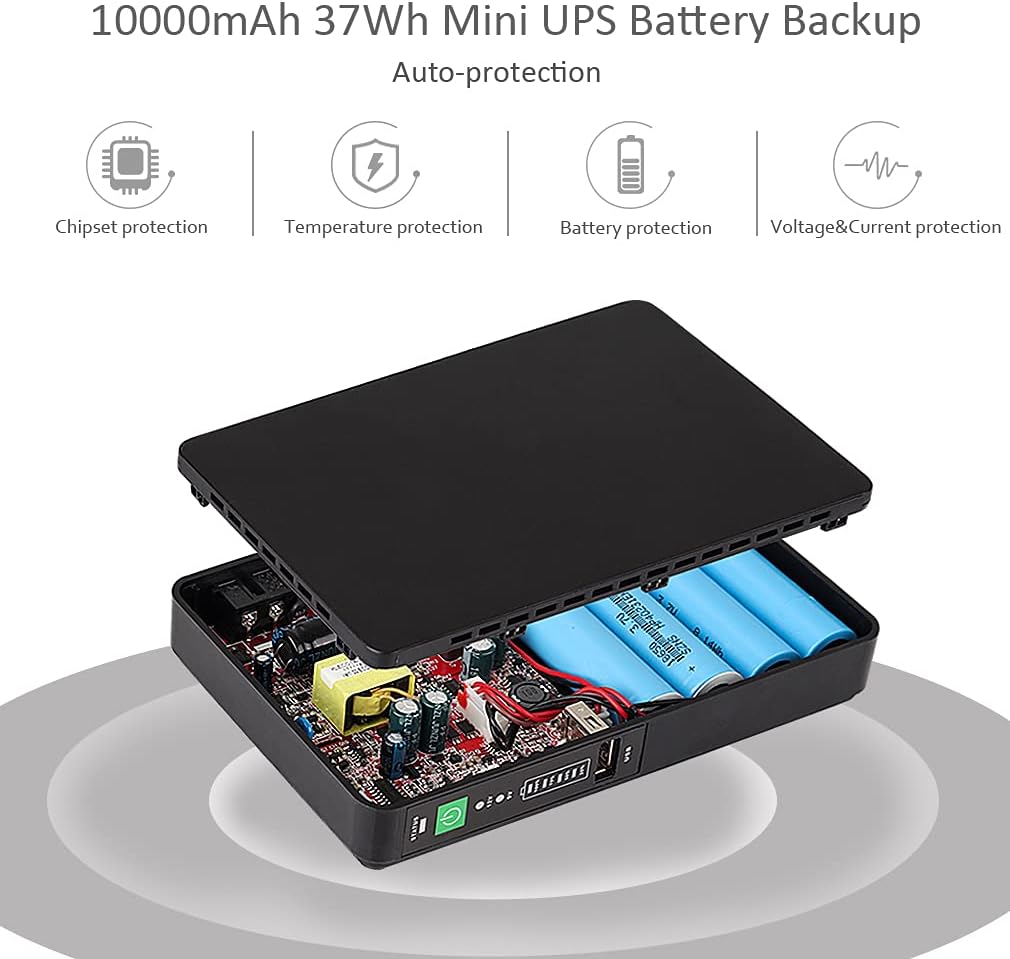 Mini UPS Battery Backup Uninterruptible Power Supply with 10000mAh Batterypack N247187