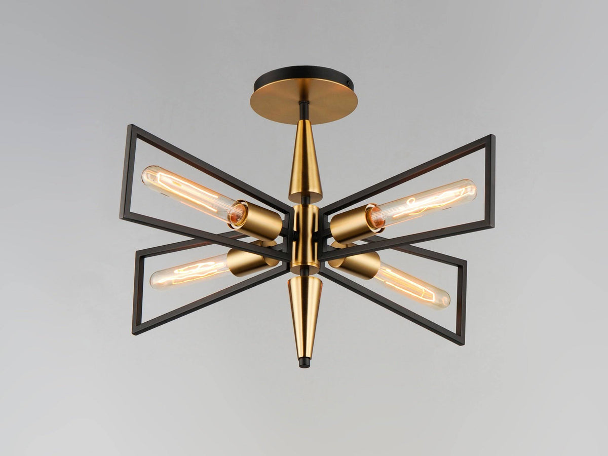 4 Light Flush Mount Black/Satin Y1115