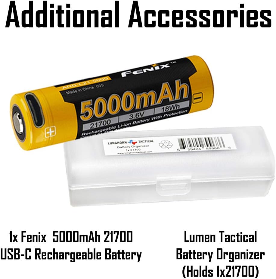 1500 Lumen Long-Range Rechargeable Hunting Light with Extra 5000mAh Battery and Battery Case X6855