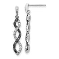 14k White Gold Black and White Diamond Twisted Dangle Earrings T3776