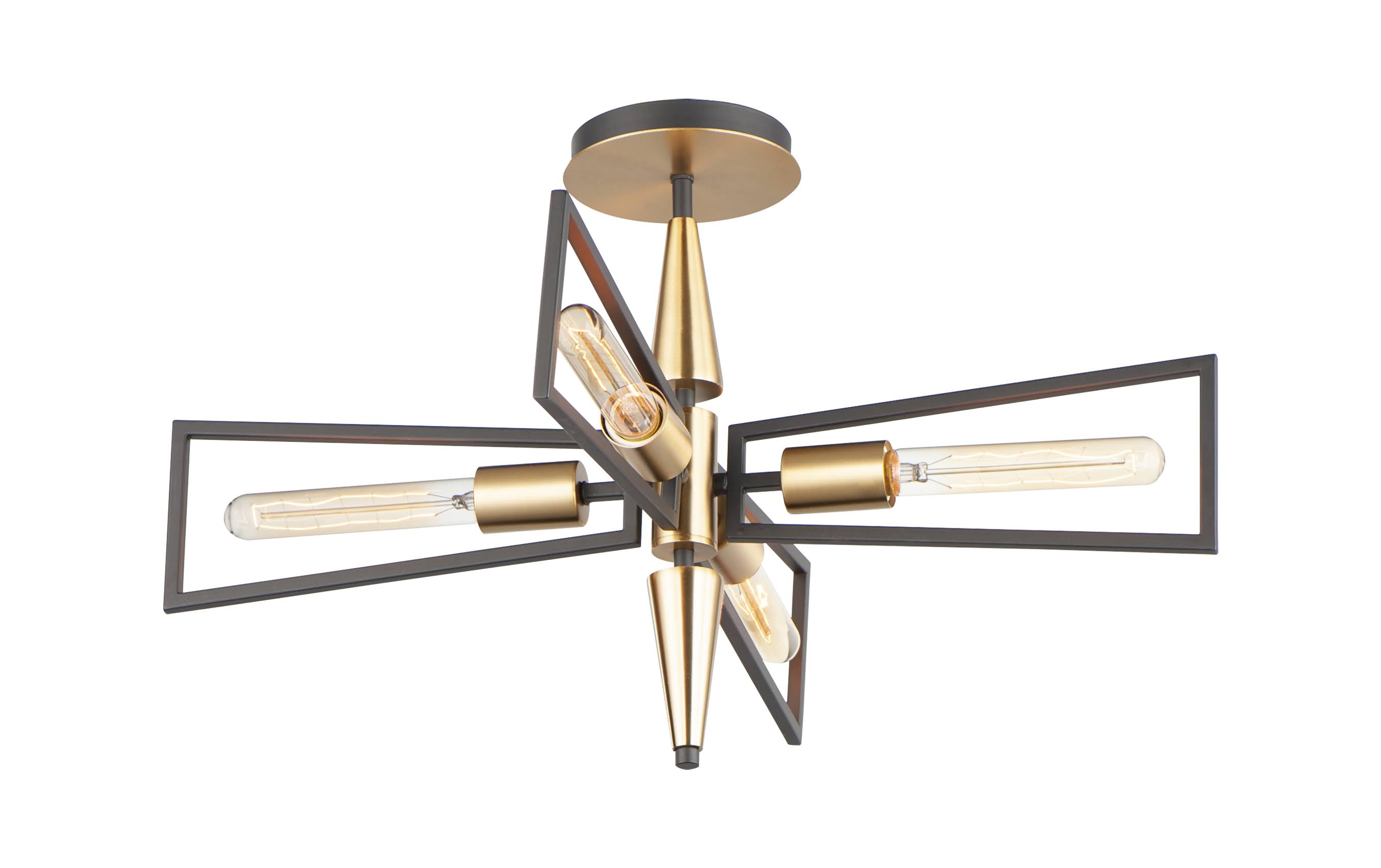 4 Light Flush Mount Black/Satin Y1115