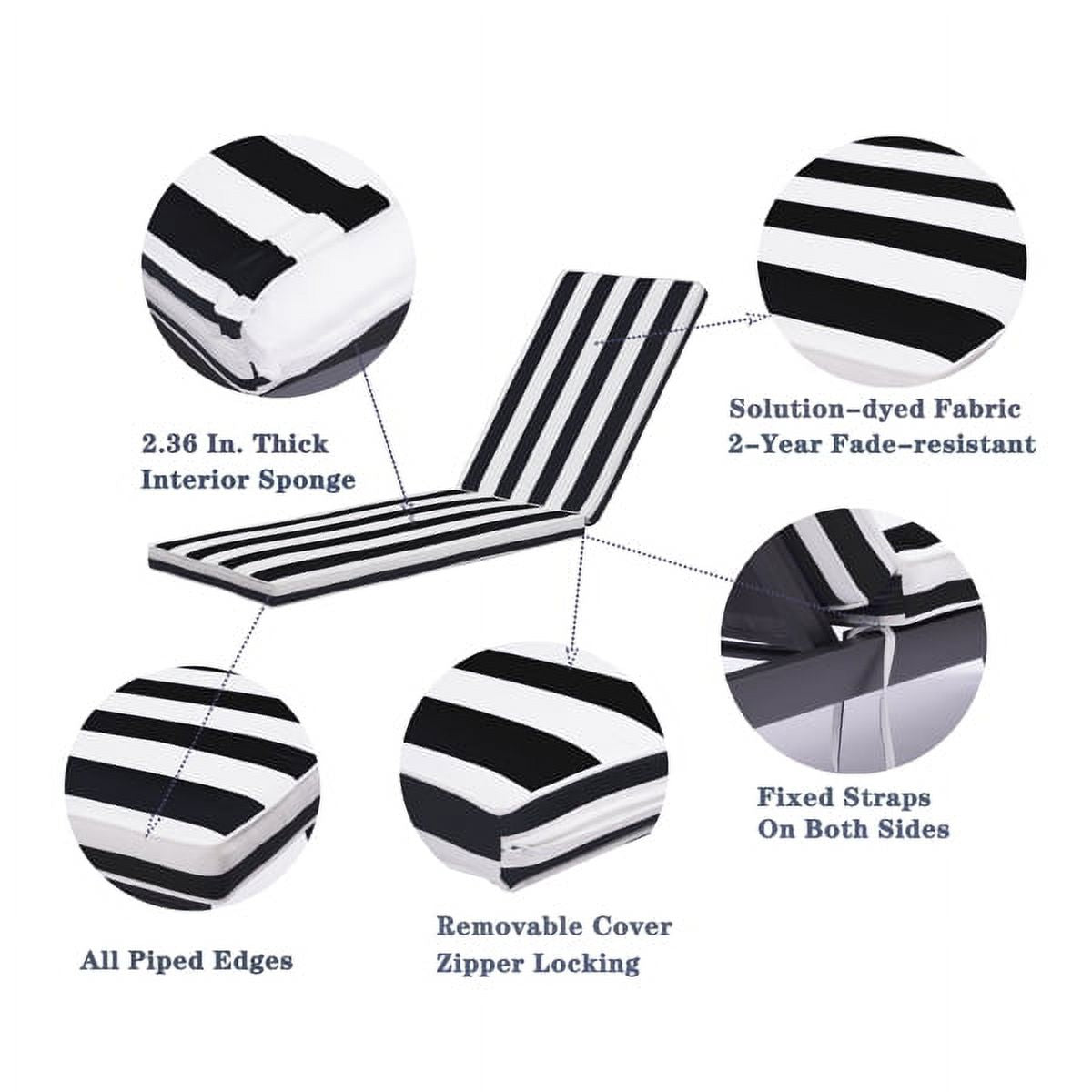 Black/White Patio Lounge Chair Cushion Set of 2 F531984