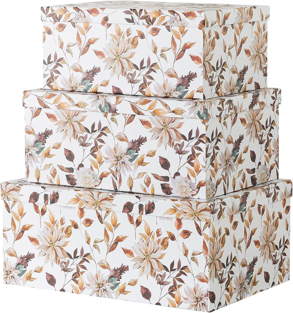 Decorative Storage Cardboard Boxes with Lids, Set of 3 Z480
