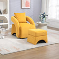 Yellow Velvet Accent Chair with Ottoman J26691
