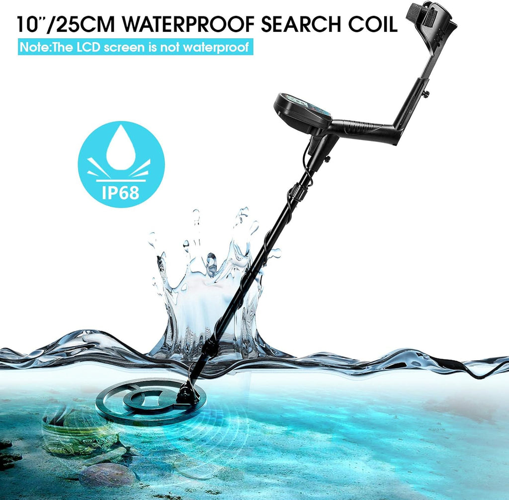 Metal Detector with 10 Waterproof Search Coil F93822