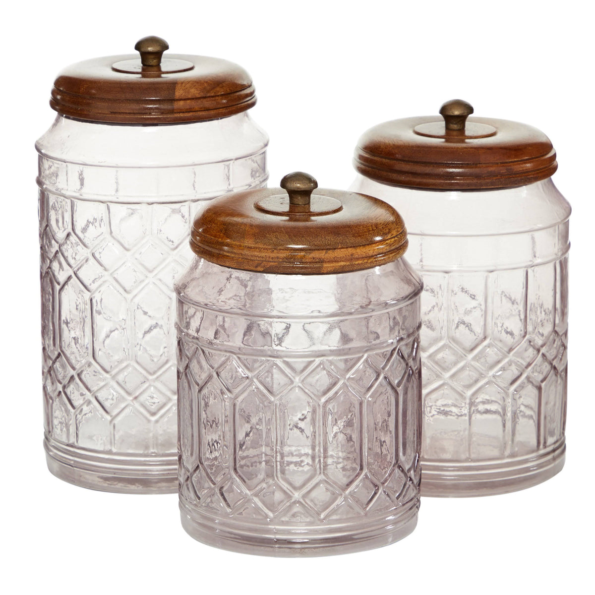 Set of 3 Clear Glass Canisters A10440
