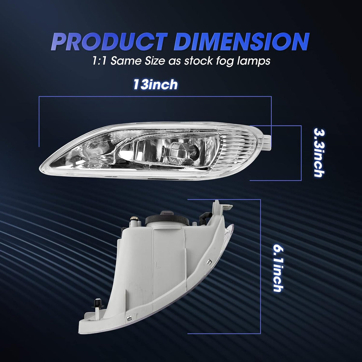 Fog Lights Assembly Kit with 9006 12V 55W Halogen Bulbs and Wiring Kit - 1 Set F98788