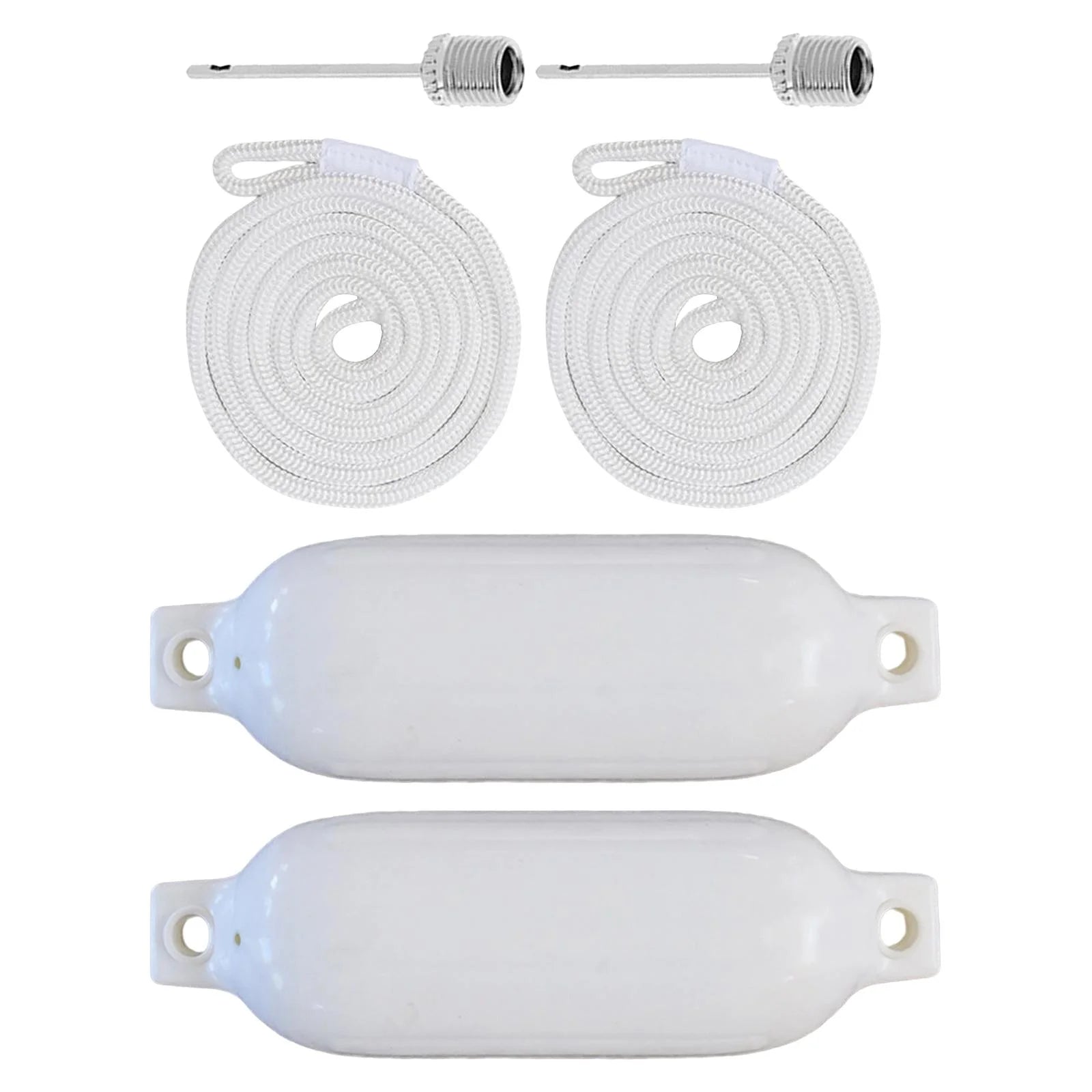 2 Pieces Inflatable PVC Dock Protection Buoy with 2m White Rope S247