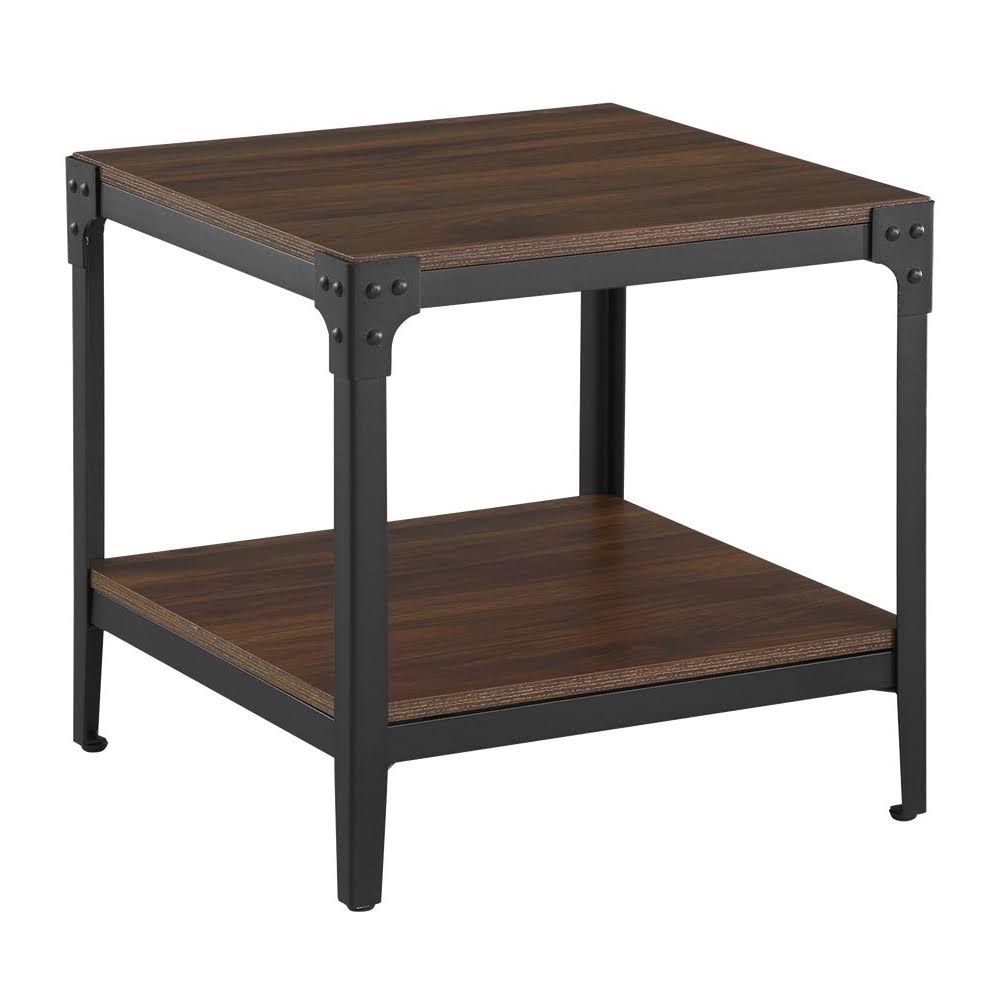 Rustic Square MDF Side Table Set of 2 Dark Walnut E868