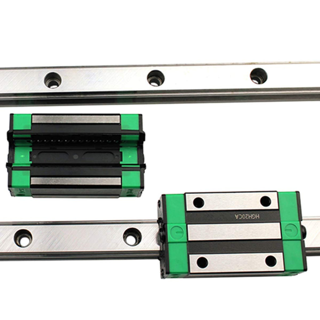 2Pcs HGR20-1200mm Linear Slide Guideway Rail + 4Pcs HGH20A Bearing Blocks Square Type Carriage for 20mm Linear Rail Set O550925
