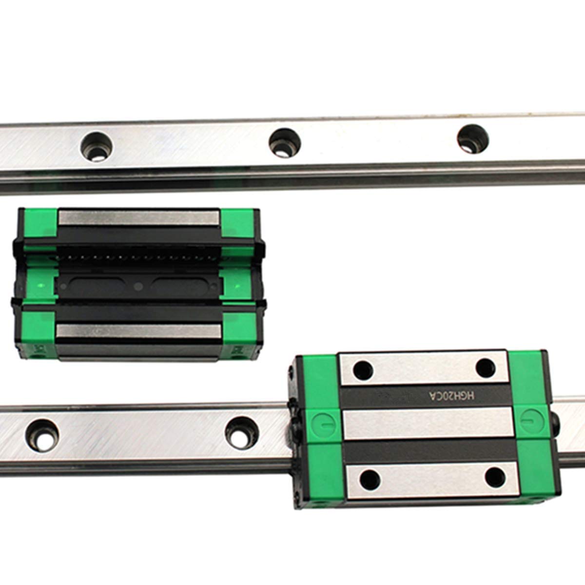 2Pcs HGR20-1200mm Linear Slide Guideway Rail + 4Pcs HGH20A Bearing Blocks Square Type Carriage for 20mm Linear Rail Set O550925