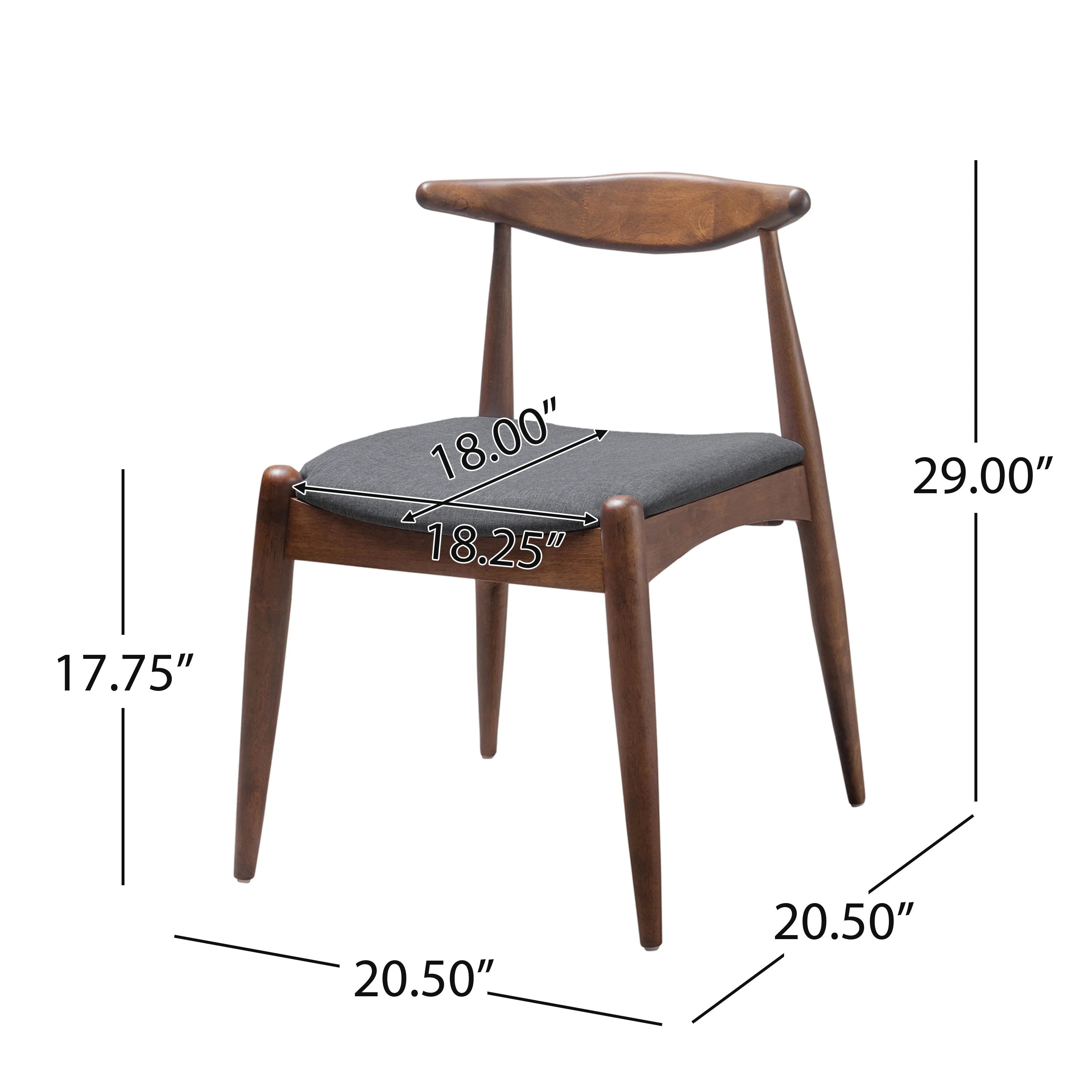 Charcoal Fabric Upholstered Dining Chairs, Set of 2 N854