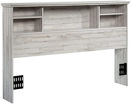 Glacier White Wooden Full-Queen Bookcase Headboard U17487