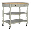 Distressed Gray 2-Drawer Kitchen Cart with Shelves V326