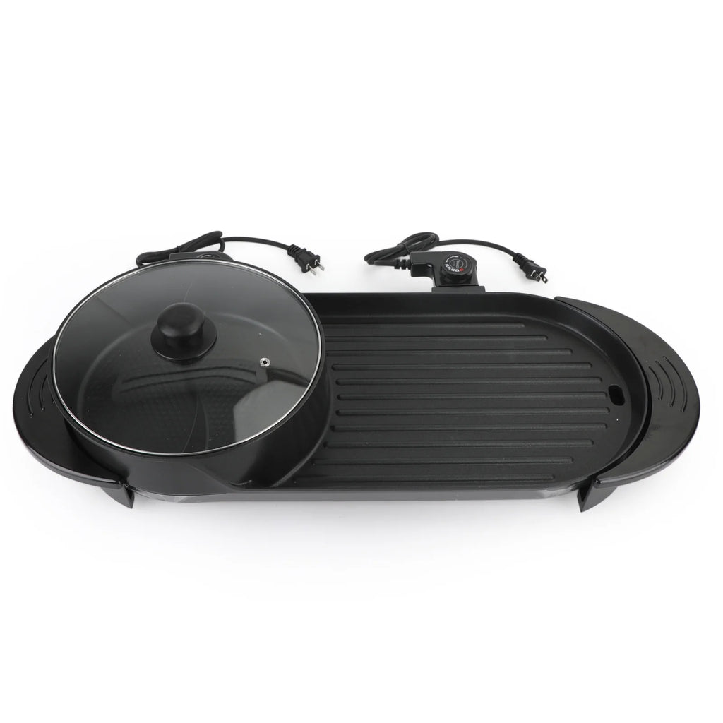 2 in 1 Portable Electric Hot Pot Barbecue Grill Non-Stick Pan R584