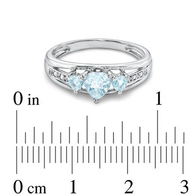 Blue Aquamarine Diamond Sterling Silver Ring C363