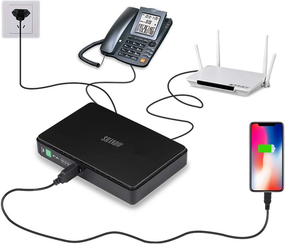 Mini UPS Battery Backup Uninterruptible Power Supply with 10000mAh Batterypack N247187