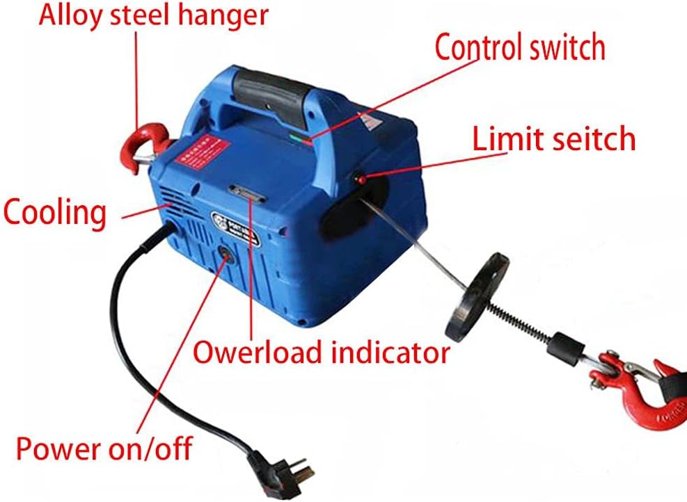 Electric Hoist Crane 992 Lb Capacity 25 Ft Wire Cable 110V Overhead Lift E35929