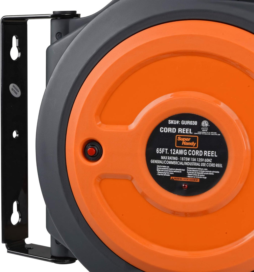 Leaf Mulcher Shredder 11Inch Blade Extension Cord Reel 12AWG x 65 Foot Q188