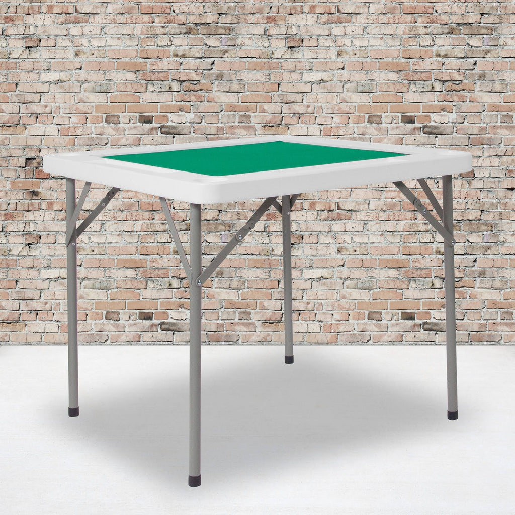 34.5x22 Square 4-Player Folding Card Game Table with Green Felt C120017