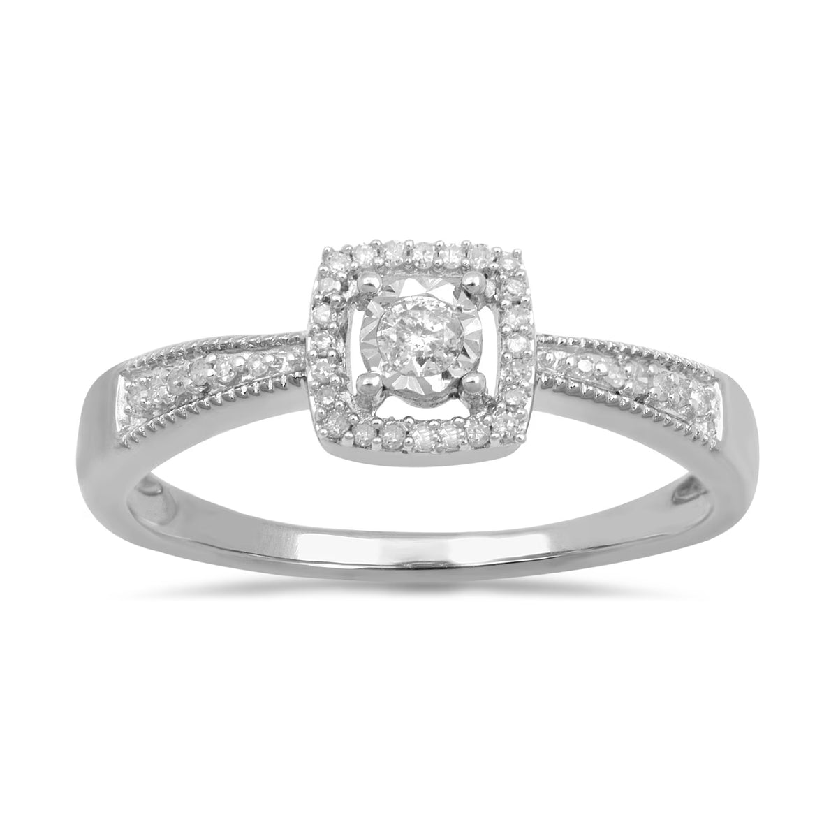 10 WHITE GOLD 1/7 CT WHITE DIAMOND FASHION RING F383
