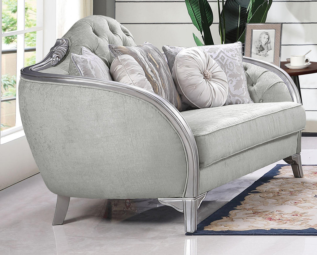 Silver Gray Finish Wood Sofa Set 3Pcs J306