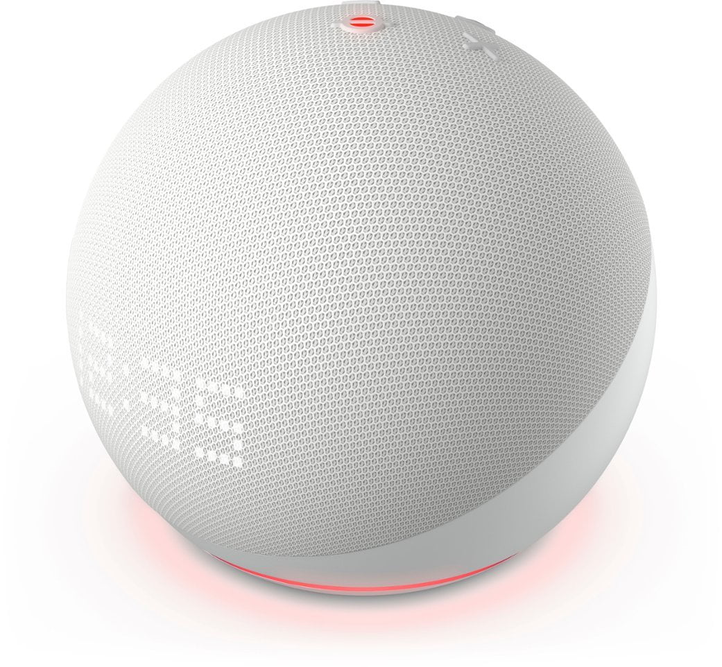 White Smart Speaker with Clock Q1196