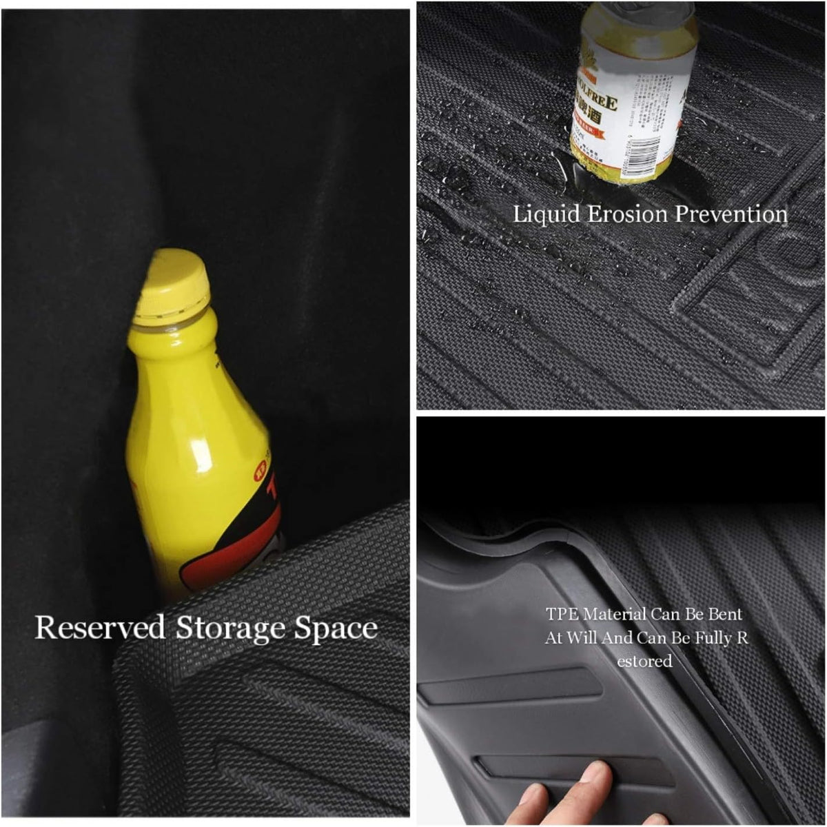 TPE Floor Mats and Rear Trunk Cargo Tray Set of 6 T8634