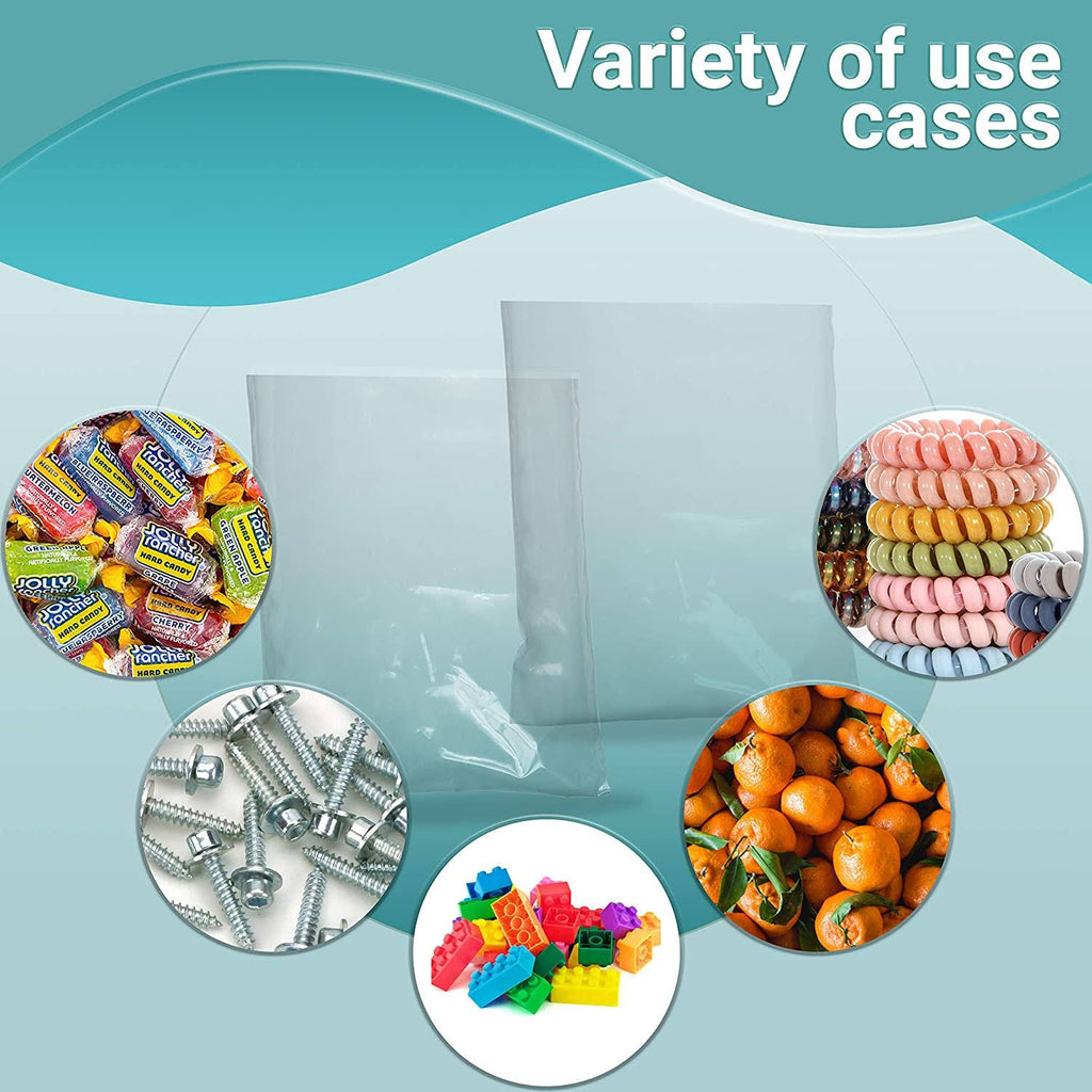 1000 Pack Clear Open Top Flat Poly Bags 2 Mil C475424