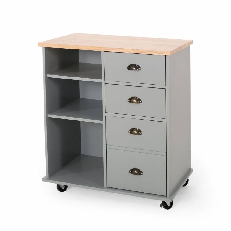 Grey Kitchen Cart with Cabinets S672152