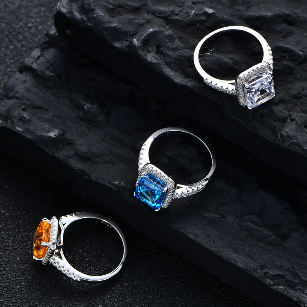 Radiant Cut 8*10mm Zircon Engagement Rings S925 Sterling Silver U5023