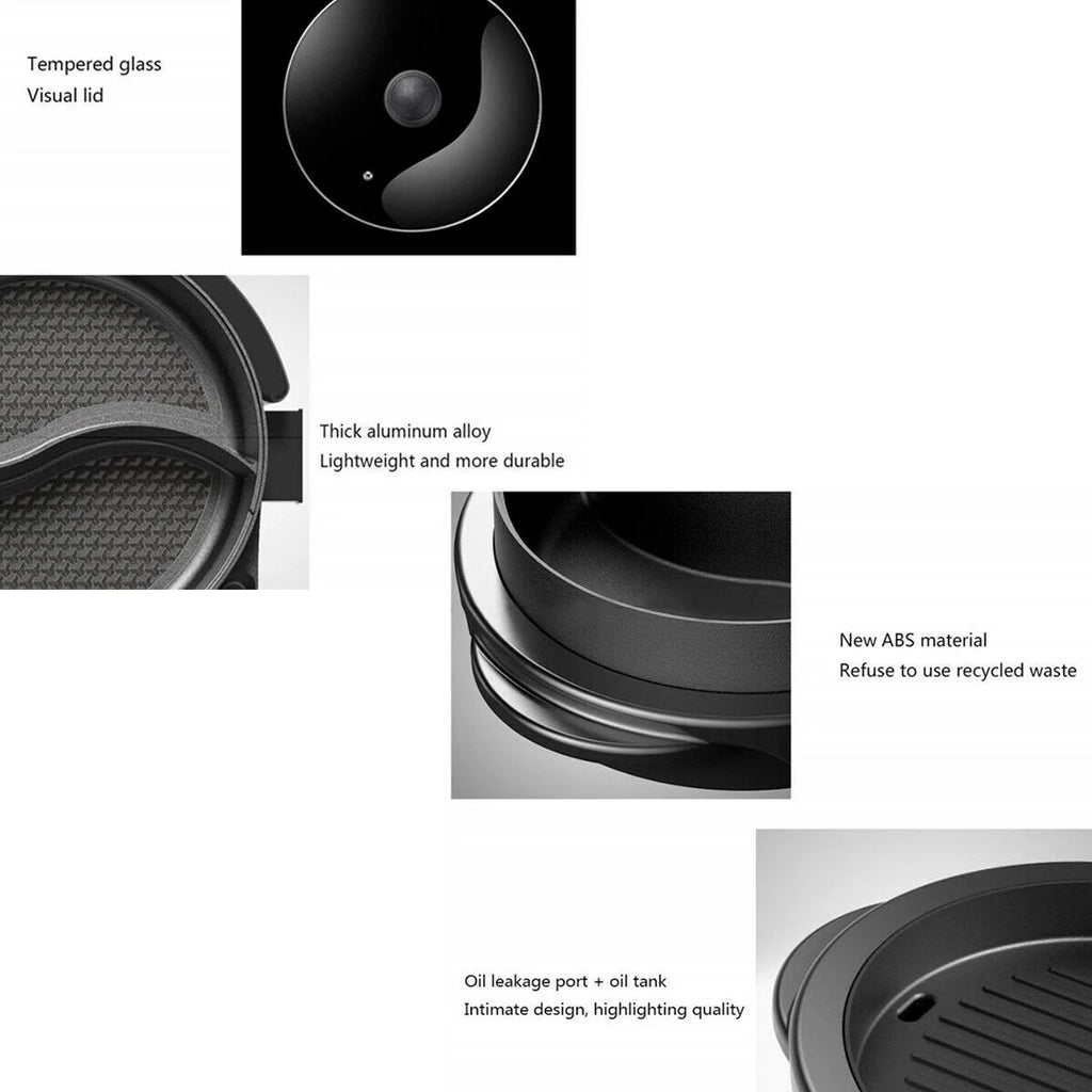 2 in 1 Portable Electric Hot Pot Barbecue Grill Non-Stick Pan R584