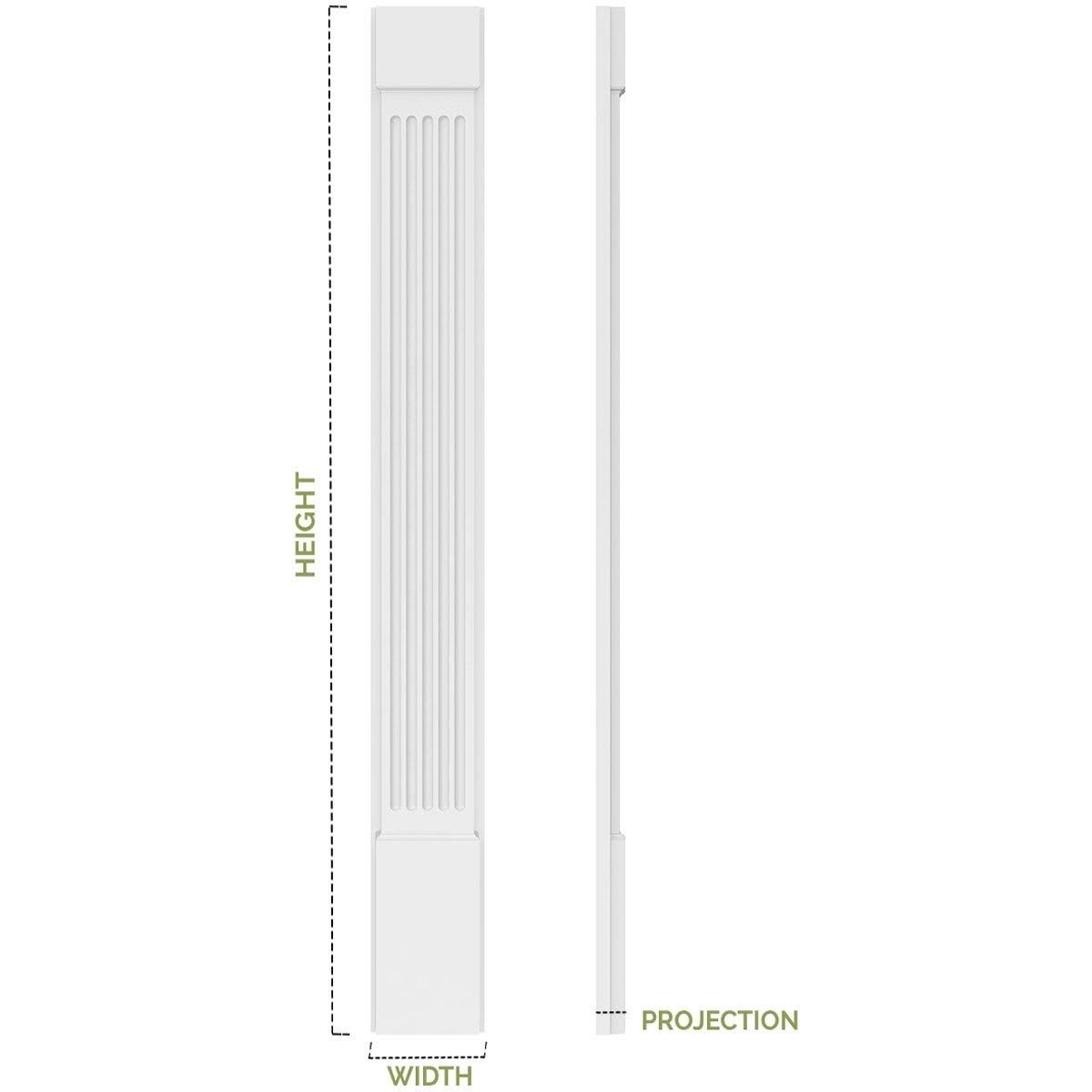 10x22W x 108x22H x 2x22P Two Equal Flat Panel PVC Pilaster with Decorative Capital & Base (Pair) D6761