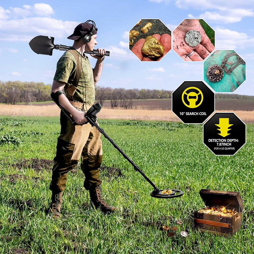 Metal Detector with 10 Waterproof Search Coil F93822