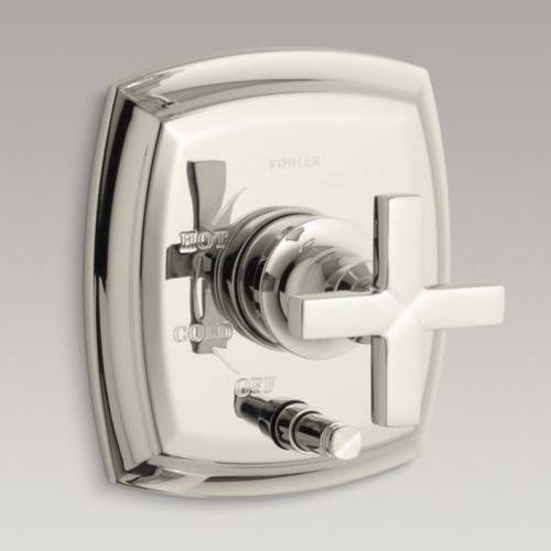 Pressure-Balancing Valve Trim with Push-Button Diverter and Cross Handles M92979