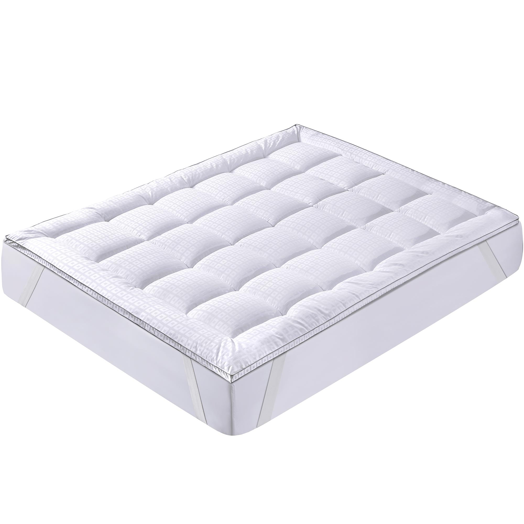 White Queen 2" Grid Quilted Down Alternative Microfiber Mattress Topper V89371
