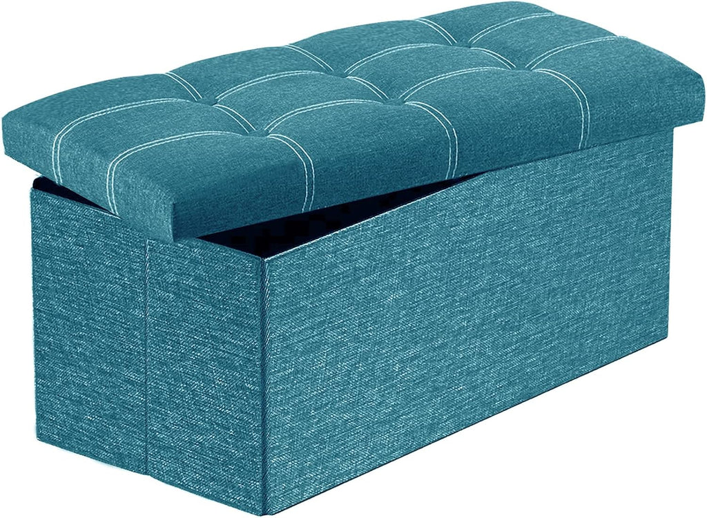Cream Linen Cube Ottoman Storage Footrest D19461