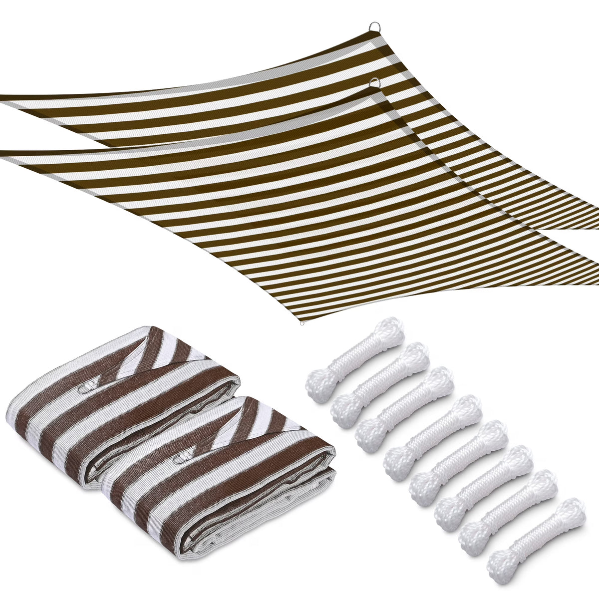 2 Pack 12x12 Ft 97% UV Block Square Sun Shade Sail HDPE Canopy I636674
